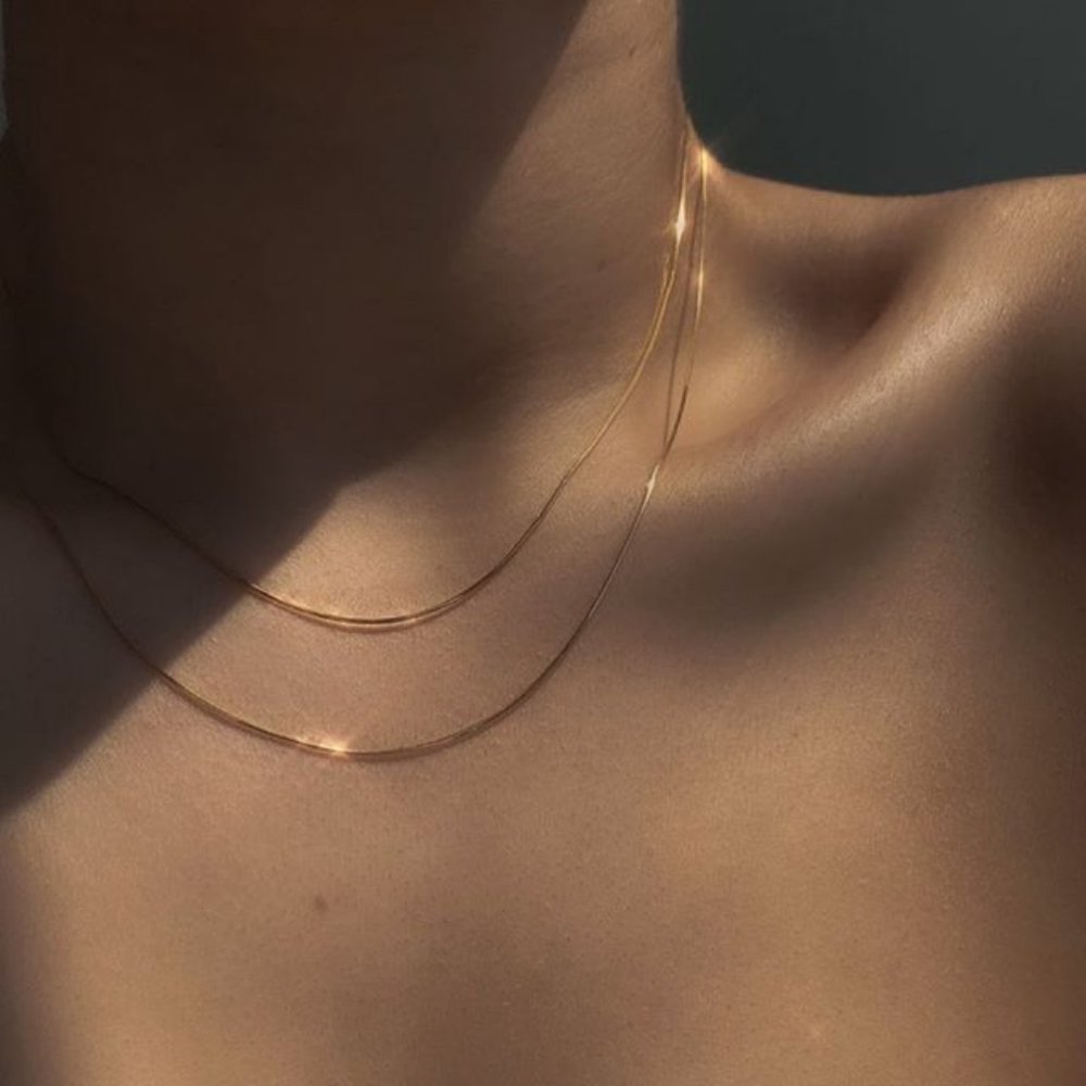 NEW 18K Gold Plated 16''  Snake Chain Necklace - Picture 3 of 5